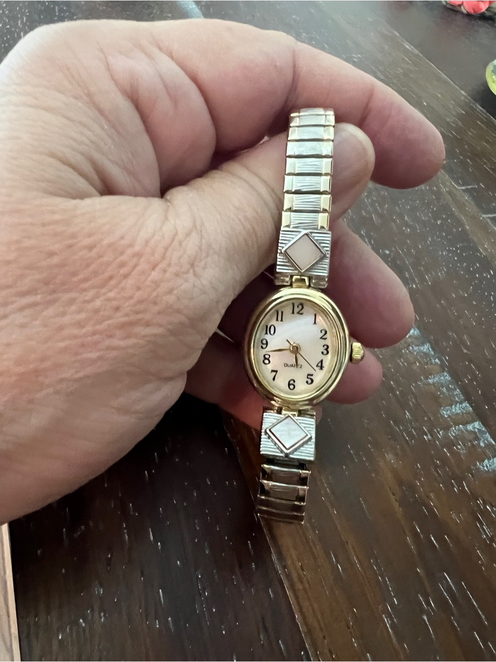 Vintage Two-Tone Women's Bracelet Watch with White Dial
